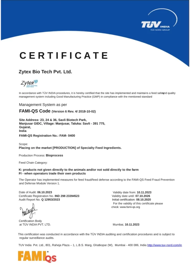 FAMI QS certification pdf