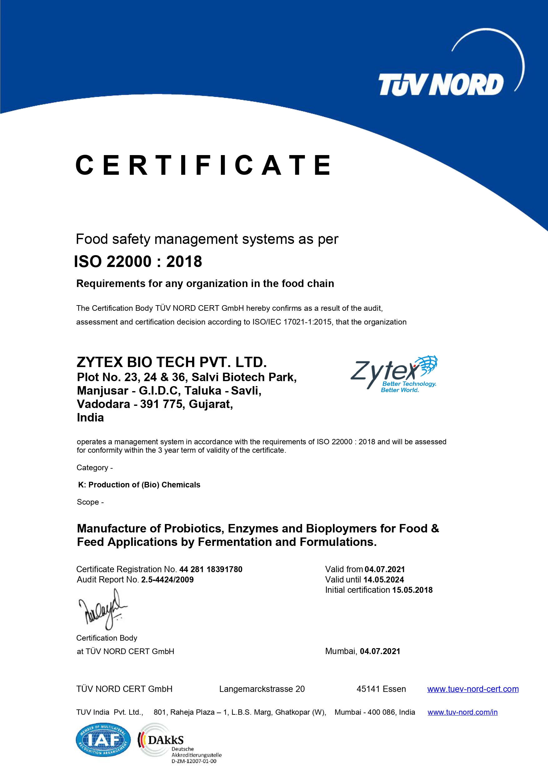 ISO 22000 : 2018 Certification